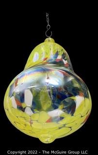 15" Tall x 10" Wide Hand Blown Art Glass Speckled Bell Shaped Light Catcher 