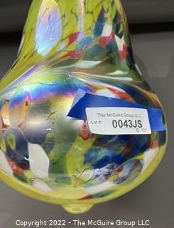 15" Tall x 10" Wide Hand Blown Art Glass Speckled Bell Shaped Light Catcher 