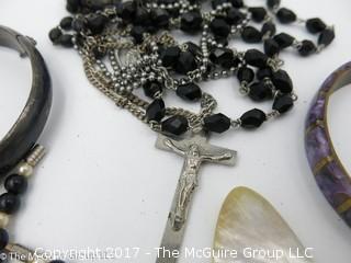 Collection of jewelry including rosary beads #1445