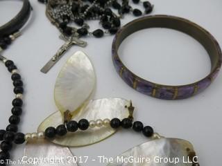 Collection of jewelry including rosary beads #1445