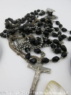 Collection of jewelry including rosary beads #1445