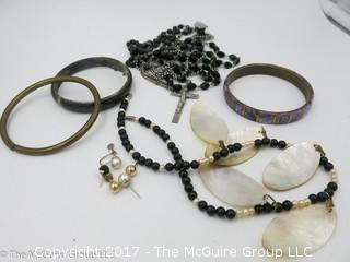 Collection of jewelry including rosary beads #1445