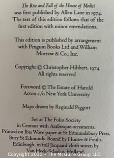 Five (5) Books Published by The Folio Society Including Pepys Diary in Three Volumes, Robert Graves the Golden Fleece and the House of Medici. In Cases. 