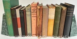 Group of Thirteen (13) Vintage Hard Cover Books Including Balzac, Browning and Marie Curie.