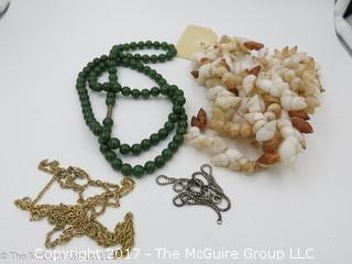 Collection of jewelry including beaded jade necklace #1448