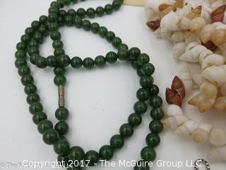 Collection of jewelry including beaded jade necklace #1448