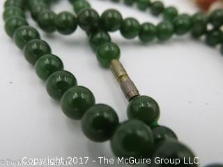 Collection of jewelry including beaded jade necklace #1448