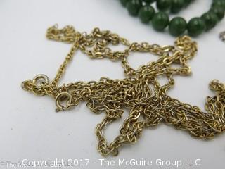 Collection of jewelry including beaded jade necklace #1448