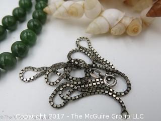 Collection of jewelry including beaded jade necklace #1448