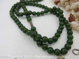 Collection of jewelry including beaded jade necklace #1448