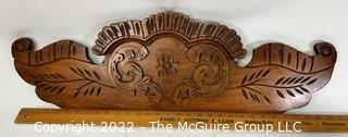 Carved Victorian Architectural Wood Ornament or Wall Decor. 30" Wide