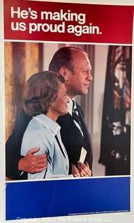 1976 Presidential Campaign Poster For President Gerald Ford with First Lady Betty Ford - He's Making Us Proud Again.