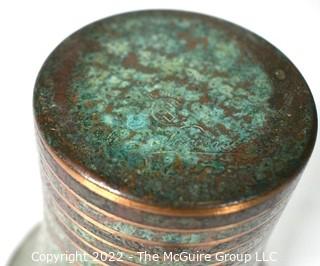 Mid Century Carl Sorensen Art Deco Verdigris Bronze Vase. 5" tall.