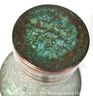 Mid Century Carl Sorensen Art Deco Verdigris Bronze Vase. 5" tall.