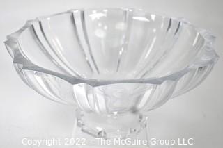 Clear Heavy Lead Crystal Pedestal Serving or Punch Bowl.  13" diameter