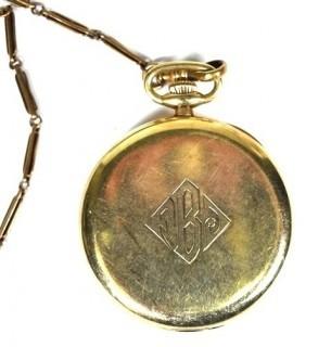 Longines 14K Yellow Gold Pocket Watch with Chain. Total weight 60 grams including 14k gold chain