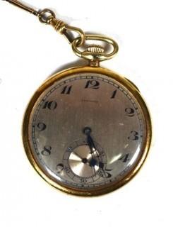 Longines 14K Yellow Gold Pocket Watch with Chain. Total weight 60 grams including 14k gold chain