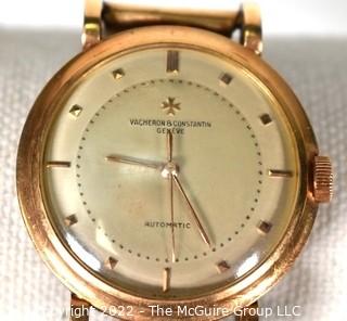 Pre-1970 Vacheron & Constantin Geneva 14kt Yellow Gold Men's Watch and Band. Total Weight 74 grams 