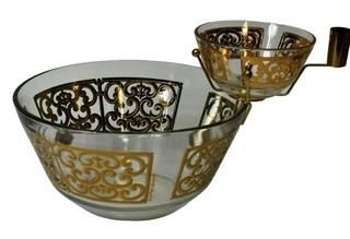 Georges Briard Spanish Gold 2-Tier Serving Bowls With Filigree Decoration