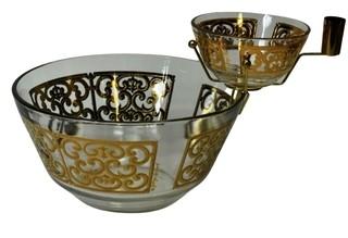 Georges Briard Spanish Gold 2-Tier Serving Bowls With Filigree Decoration