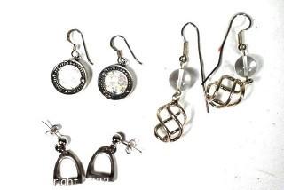 Three (3) Pairs of Silver Dangle Earrings