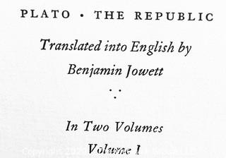 1944 Limited Editions Club of New York: "The Republic - Two Volume Set" with Slipcover. Plato's Republic with Medallions Cut on Wood by Fritz Kredel. Hand Numbered # 425 and Hand Signed by the Illustrator.
