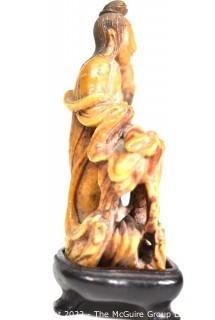 Antique Chinese Soapstone Carving on Plinth 4" tall