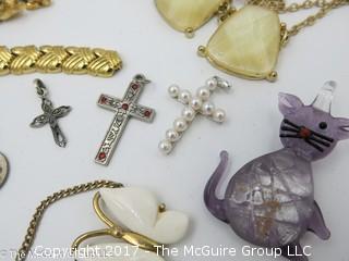 Collection of jewelry including crosses, pendants and necklaces #1460