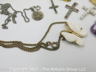 Collection of jewelry including crosses, pendants and necklaces #1460