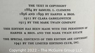 1942 Limited Editions Club of New York: "Adventures of Huckleberry Finn" illustrated by Thomas Hart Benton. Numbered #425 and signed by the illustrator.