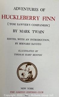 1942 Limited Editions Club of New York: "Adventures of Huckleberry Finn" illustrated by Thomas Hart Benton. Numbered #425 and signed by the illustrator.