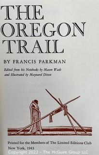 1943 Limited Editions Club of New York: "The Oregon Trail" by Francis Parkman, illustrated by Maynard Dixon. Leather. Numbered # 425 and signed by the illustrator.