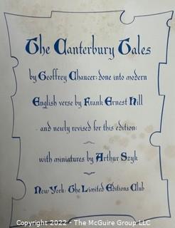 1946 Limited Editions Club of New York: "The Canterbury Tales" by Geoffrey Chaucer with Miniatures by Arthur Szyk. Hand Numbered #425 and Hand Signed by the Illustrator. was 1109RO