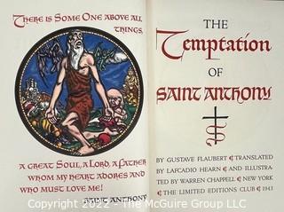 1942 Limited Editions Club of New York: "The Temptation of Saint Anthony" by Gustave Flaubert. Illustrated by Warren Chappell. Numbered #425 and signed by the illustrator.