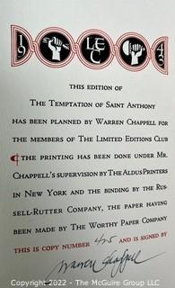 1942 Limited Editions Club of New York: "The Temptation of Saint Anthony" by Gustave Flaubert. Illustrated by Warren Chappell. Numbered #425 and signed by the illustrator.