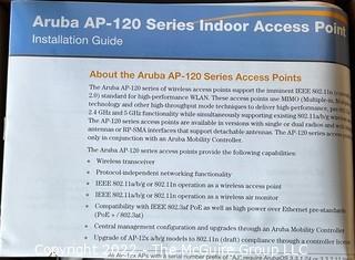 NOS Networking and Communication Equipment: ARUBA NETWORKS AP124 Wireless Access Point.   SN AJ0303637  MAC D8C7C8C526EA