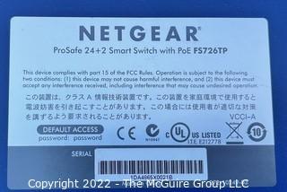 NOS Networking and Communication Equipment: NETGEAR Pro Safe 24 + 2 Smart Switch with PoE FS726 TP SN 1DA4685 X 0021B