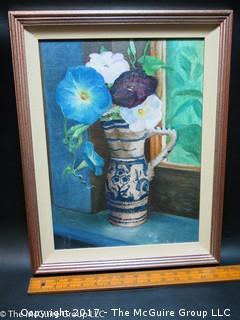 Floral still life framed painting, signed lower right