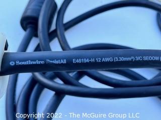 (3) 9' Electrical Cables with M/F Connectors. SOUTHWIRE 20A 125V E46194-H 12 AWG 3/C SEOOW 600V