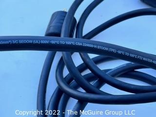 (3) 9' Electrical Cables with M/F Connectors. SOUTHWIRE 20A 125V E46194-H 12 AWG 3/C SEOOW 600V