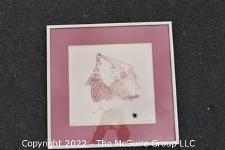 Framed Under Glass Color Lithograph Entitled "Merry Maids" Signed by Artist Joan Aikens 