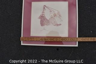 Framed Under Glass Color Lithograph Entitled "Merry Maids" Signed by Artist Joan Aikens 