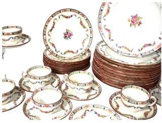 Large Set Of Fine English Minton Rose China.  Some plates discolored from age. 