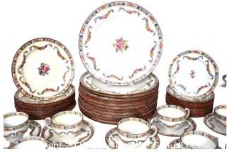 Large Set Of Fine English Minton Rose China.  Some plates discolored from age. 