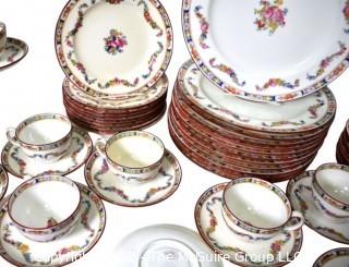 Large Set Of Fine English Minton Rose China.  Some plates discolored from age. 