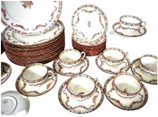 Large Set Of Fine English Minton Rose China.  Some plates discolored from age. 