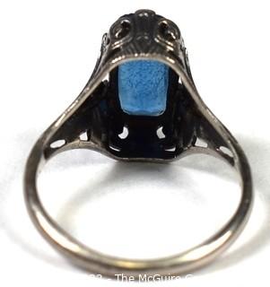 Edwardian Silver Ring with Blue Stone. 