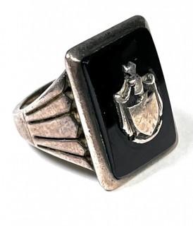 Heavy Silver Ring with Onyx Crest