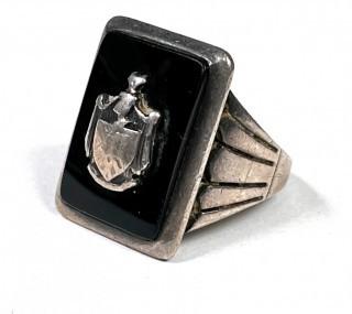 Heavy Silver Ring with Onyx Crest