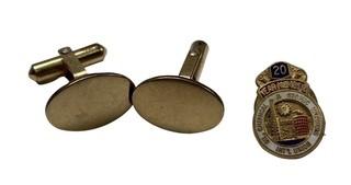 Pair of Gold Filled Men's Cufflinks and Oil, Chemical and Atomic Works Intl Union Pin. 